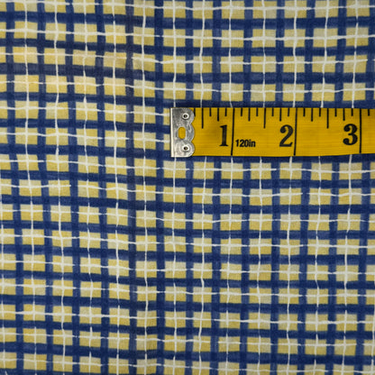 Blue, Yellow & White Geometric Cotton: 1 yd