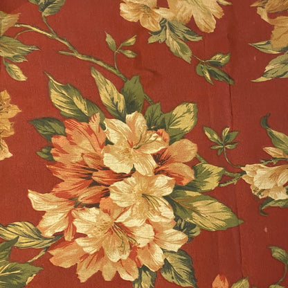 Red With Cream Floral Home Decor: 1.75 yds