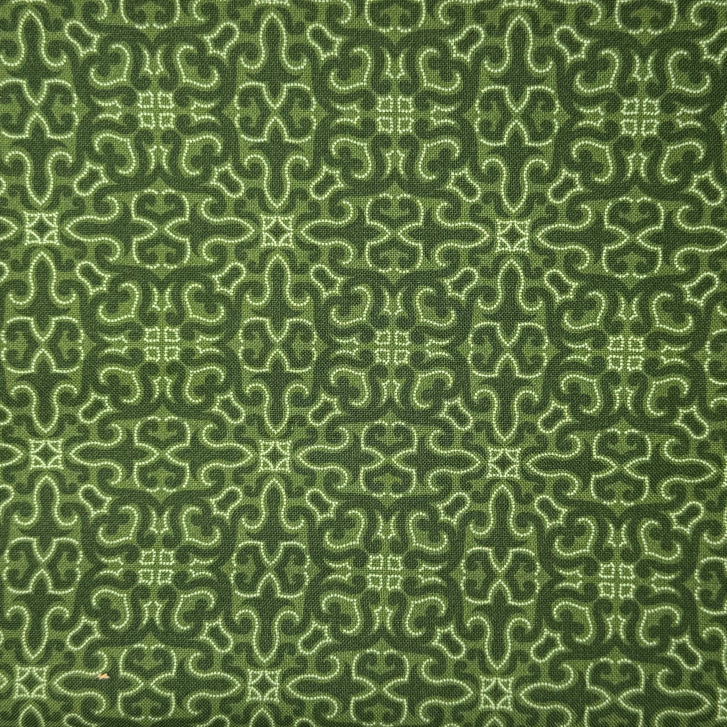 Green Block Print Cotton: 2 yds