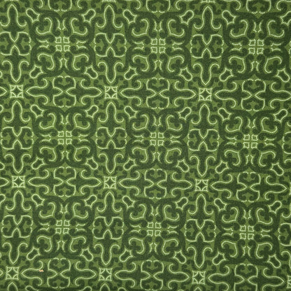 Green Block Print Cotton: 2 yds