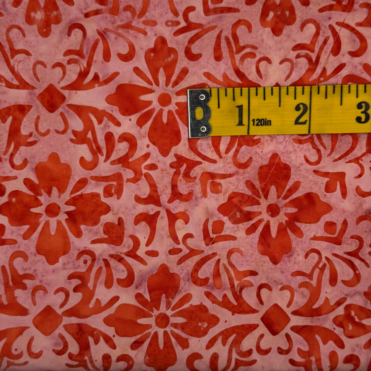 Pink & Orange Floral Batik Cotton: 2 yds