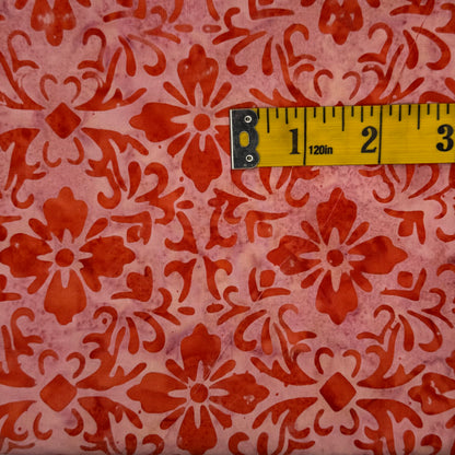 Pink & Orange Floral Batik Cotton: 2 yds