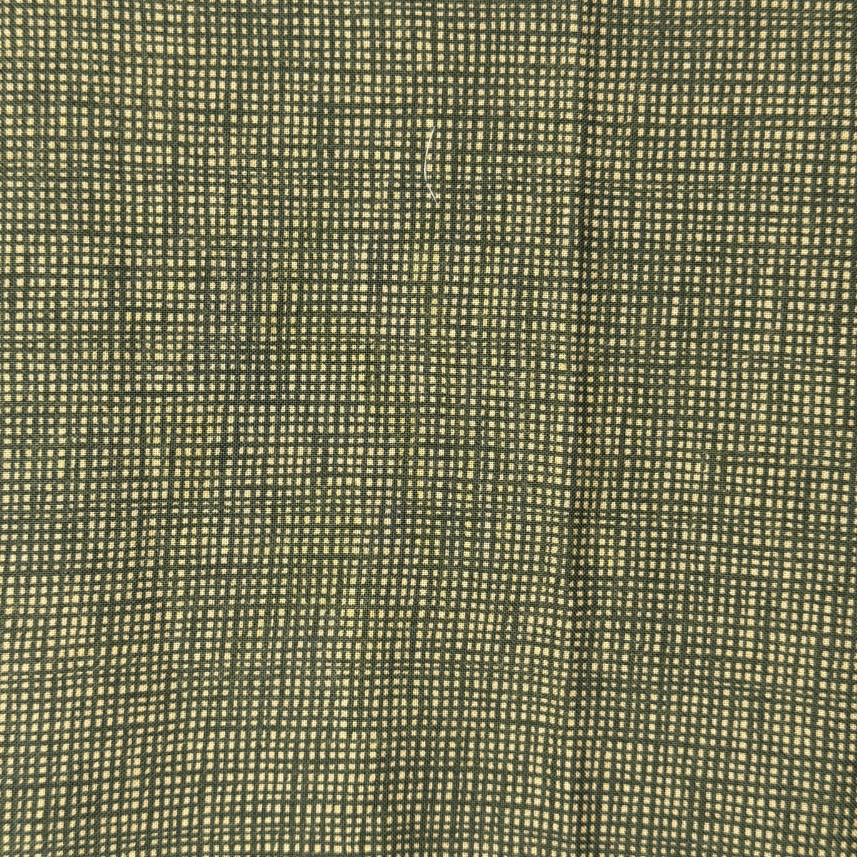 Dark Green & Cream Irregular Checkered Cotton: 1 yd