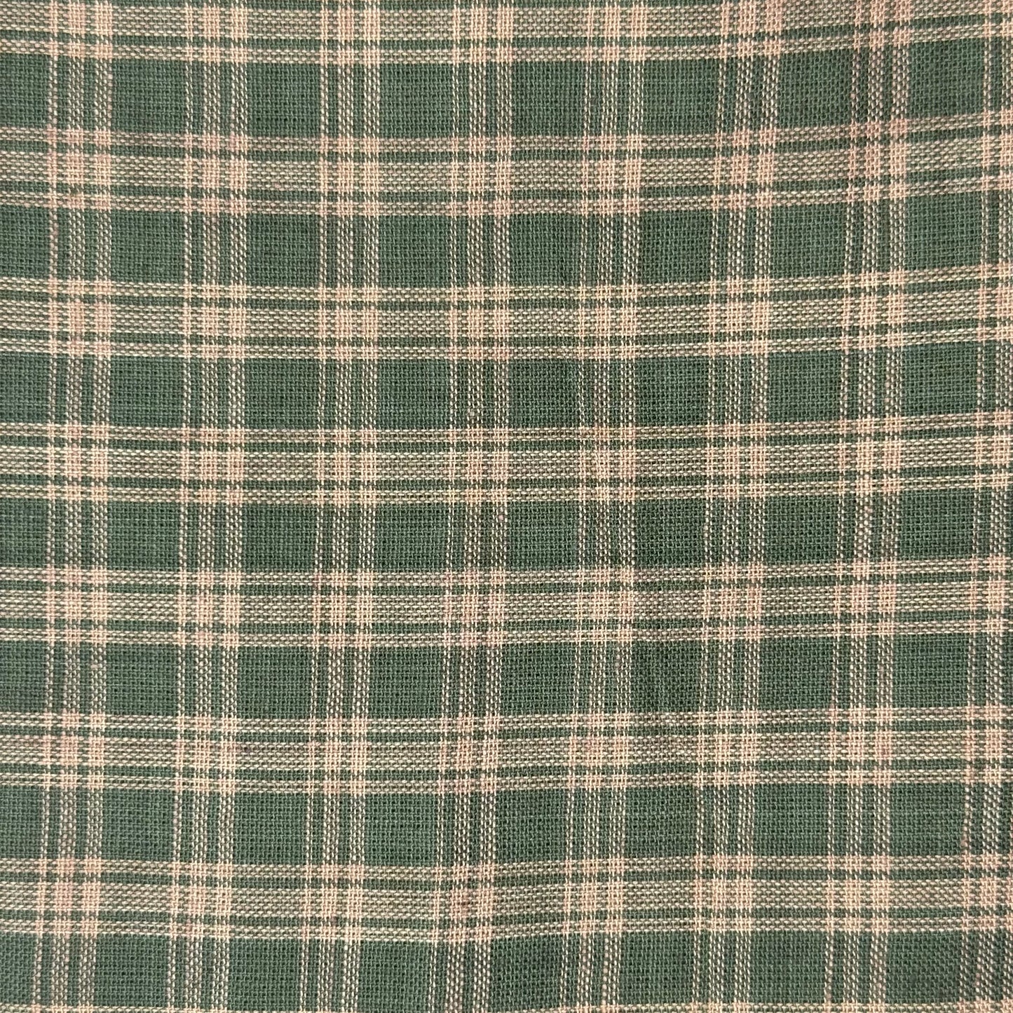 Green and Tan Woven Plaid Homespun: 2 yds