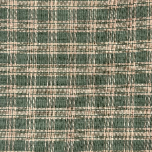 Green and Tan Woven Plaid Homespun: 2 yds