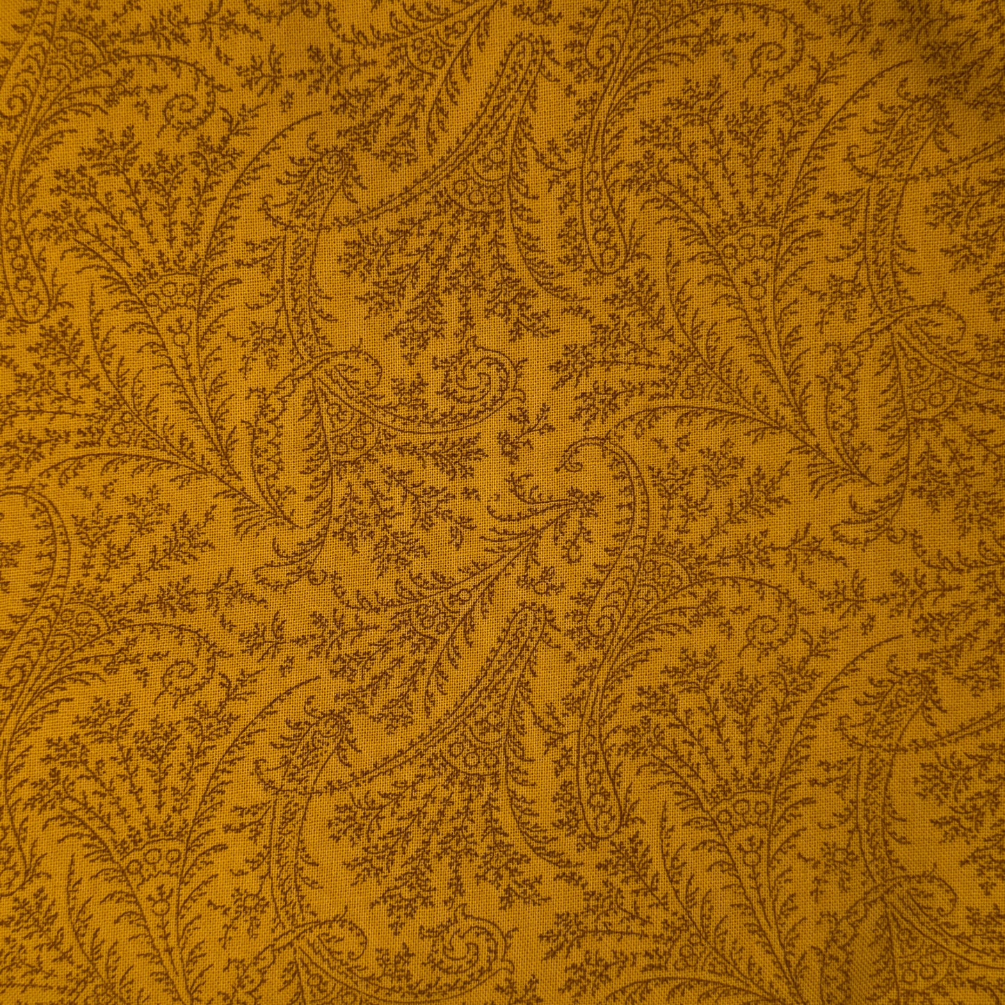 Mustard With Line Work Floral Cotton: 1.5 yds