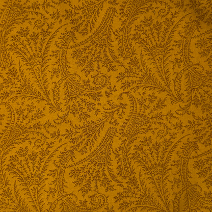 Mustard With Line Work Floral Cotton: 1.5 yds