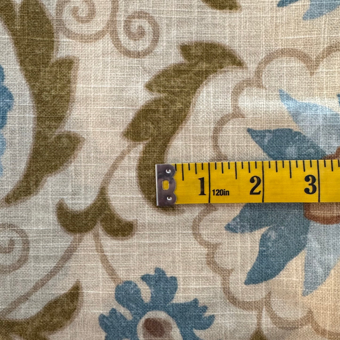 Blue & Olive Fancy Floral Light Weight Home Decor: 1 yd