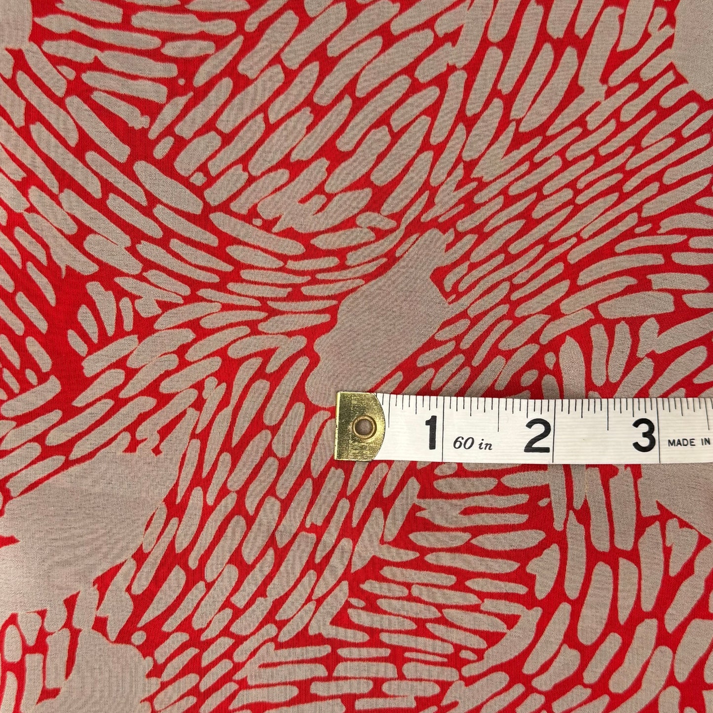 Lightweight Red/Tan Abstract Print Poly Chiffon: 5 yds