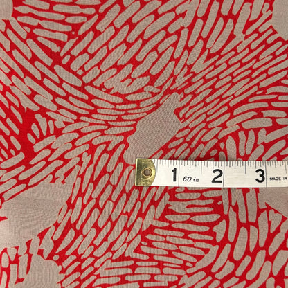 Lightweight Red/Tan Abstract Print Poly Chiffon: 5 yds