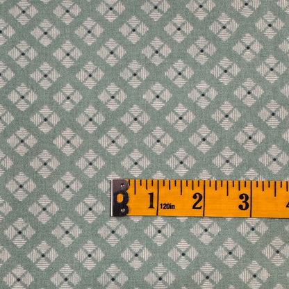 Light Green With White Lined Diamonds Cotton: 1.5 yds