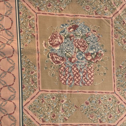 Red & Pink Floral Quilt Panel Cotton: 2 yds