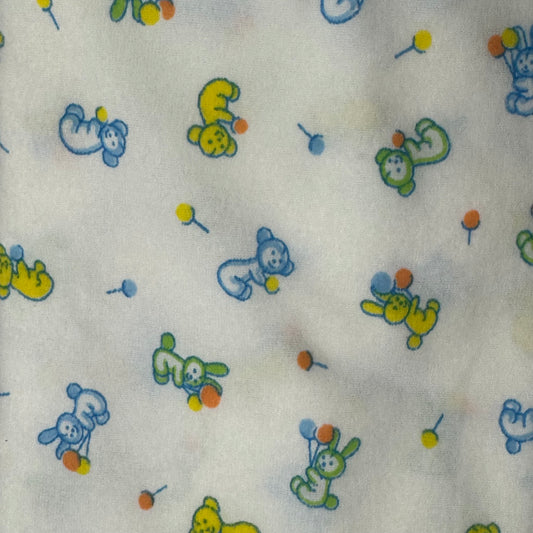 Bears & Bunnies Vintage Flannel: 1 yd
