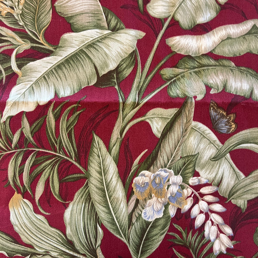 Red Tropical Floral Upholstery: 1.5 yds