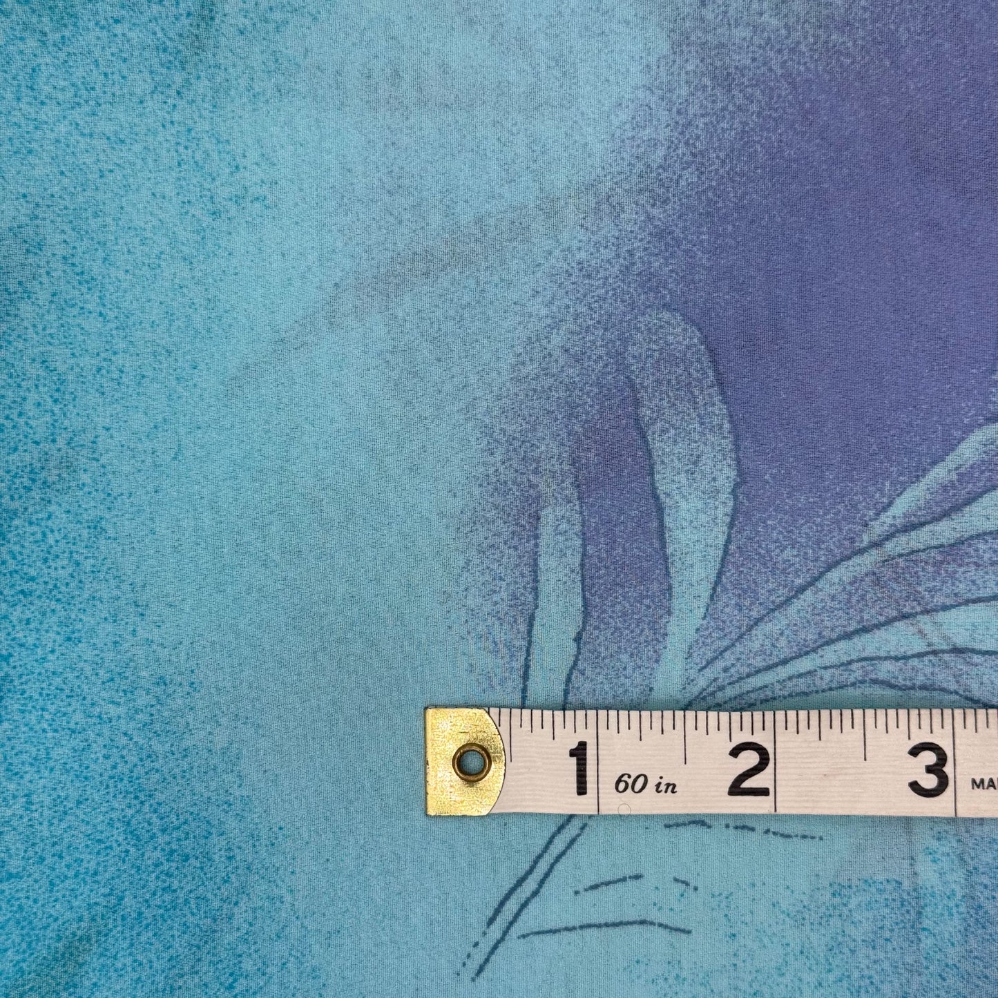 Sheer Cool Tones Watercolor Floral/Foliage Poly Chiffon: 1.5 yds