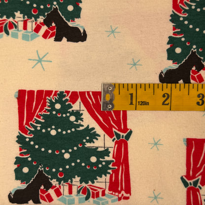 Scottie by the Christmas Tree Brushed Cotton: 2 yds