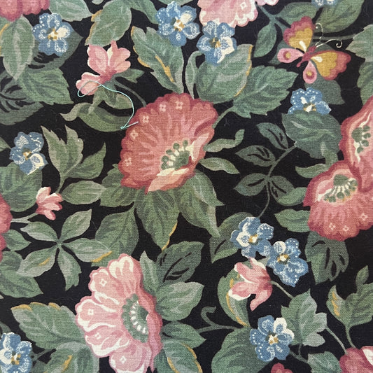Blue & Pink Floral Cotton: 5 yds