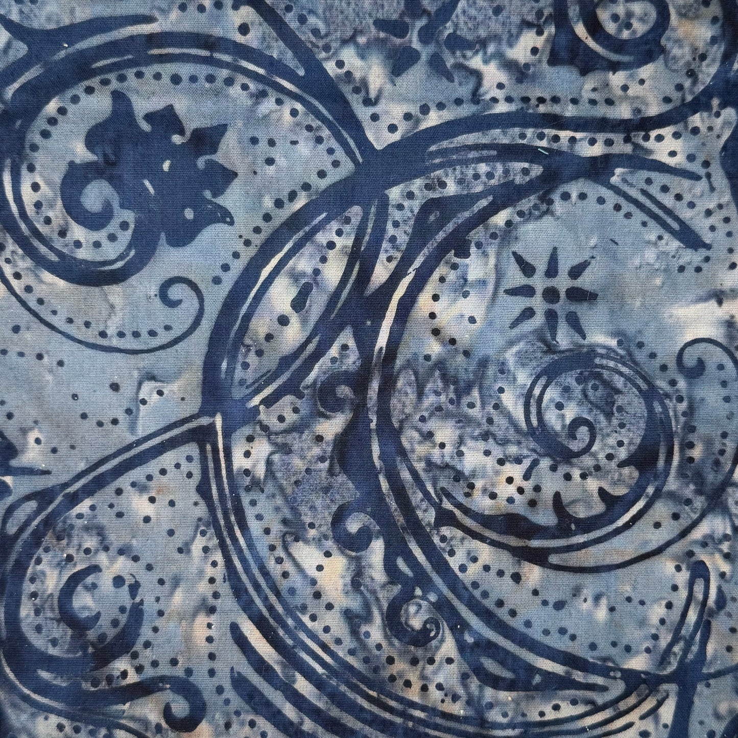 Tonal Blue Swirls Batik Cotton: 1 yd