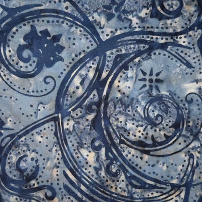 Tonal Blue Swirls Batik Cotton: 1 yd
