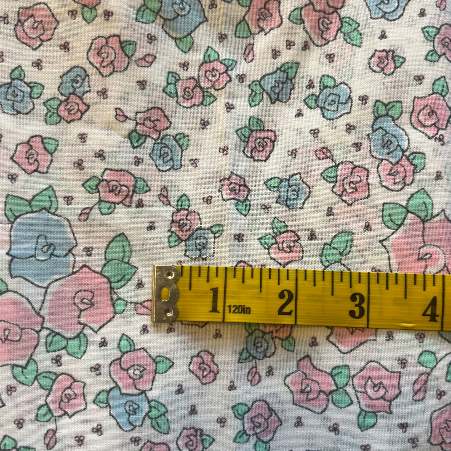 Blue & Pink Floral Cotton: 3 yds