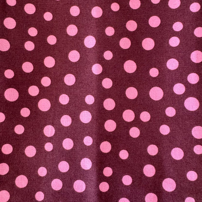 Brown with Pink Dots Cotton Blend: 1 yd