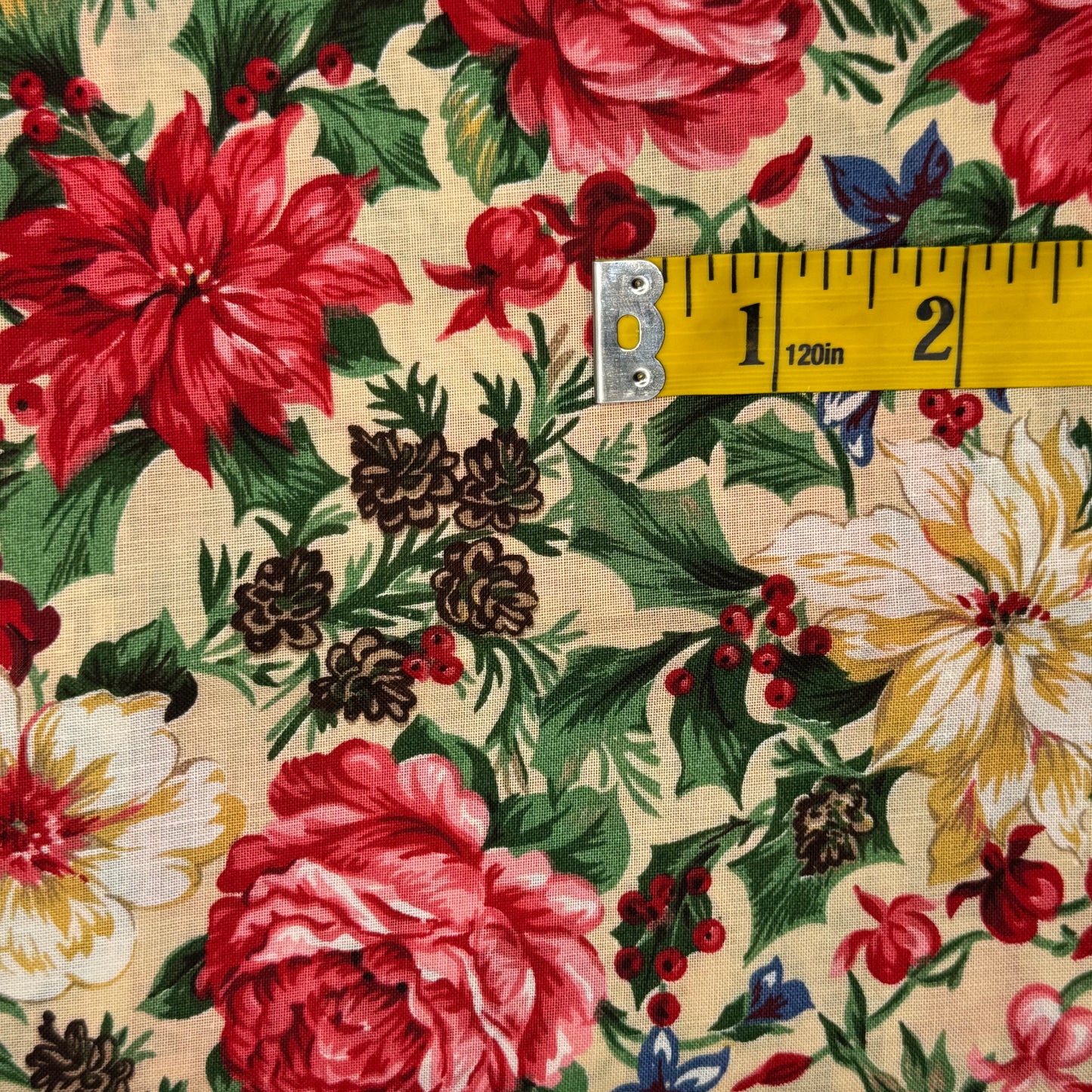 Red, White & Blue Floral Cotton Blend: 2.75 yds