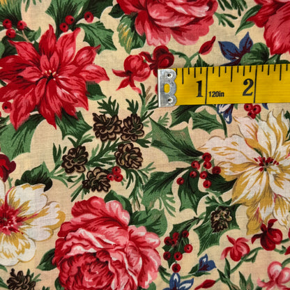 Red, White & Blue Floral Cotton Blend: 2.75 yds