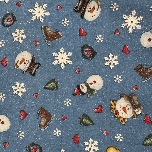 Vintage Winter Scene Metallic Cotton: 1.5 yds