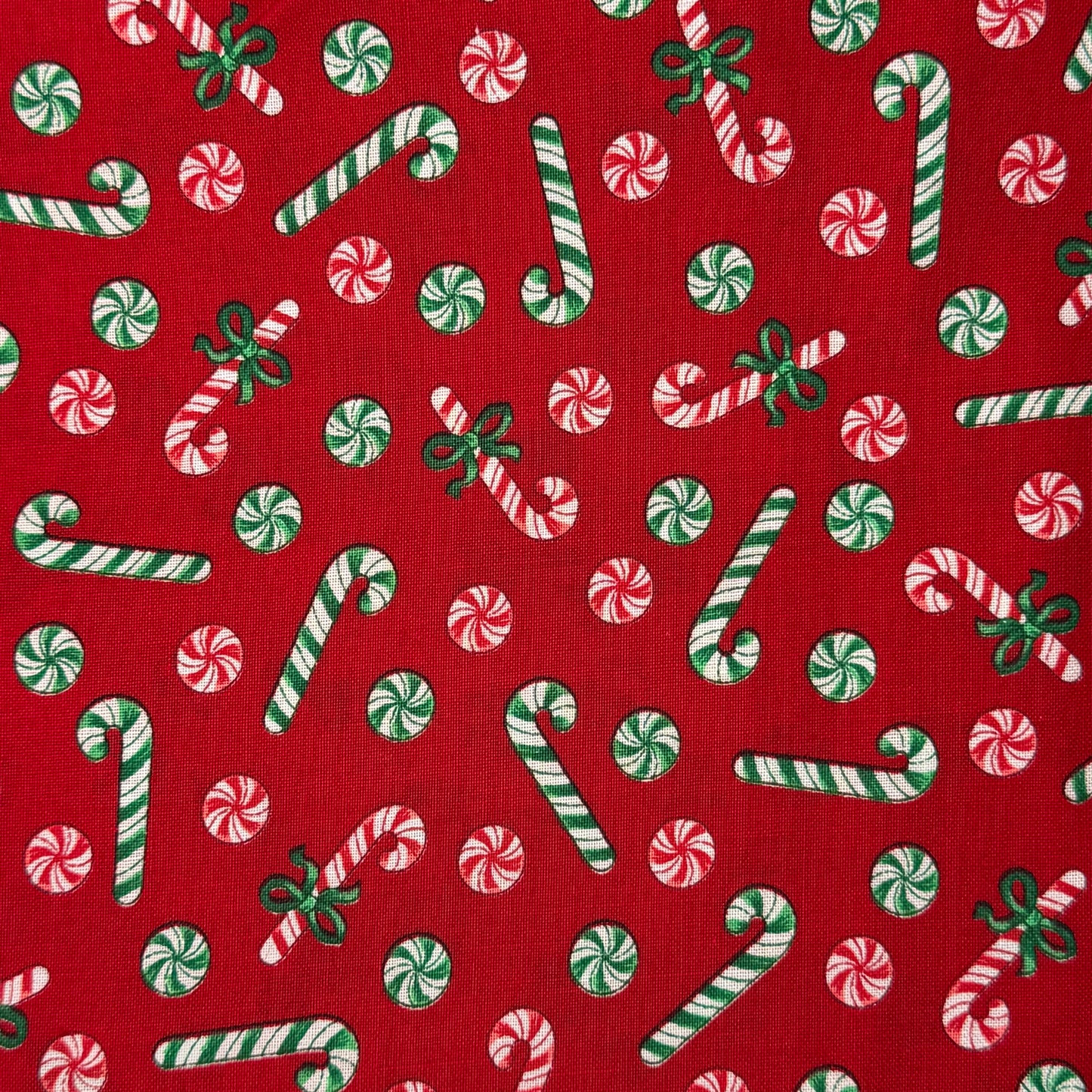 Red & Green Peppermint Candies Cotton: 1 yd