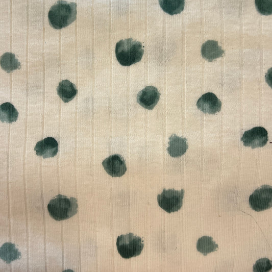 Green Dots Ribbed Knit: 3 yds