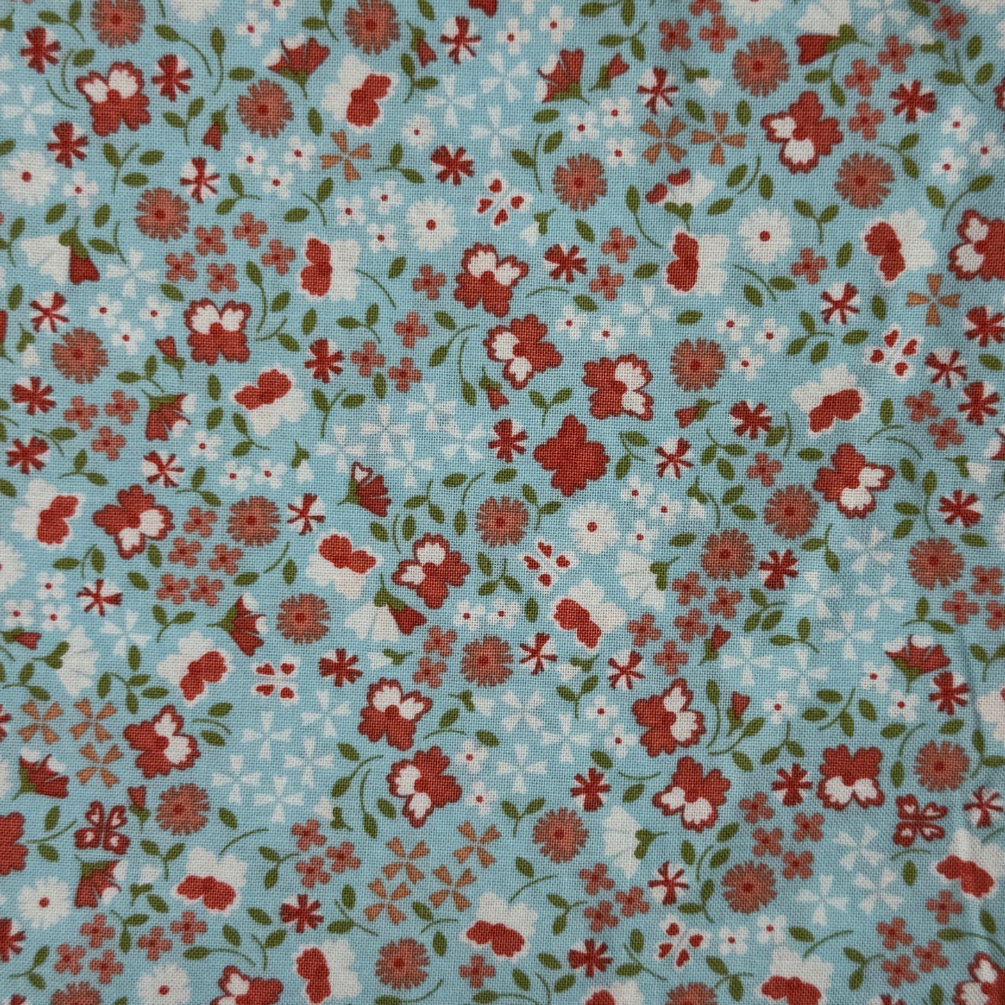 Light Blue With Pink & White Floral Cotton: 2.5 yds