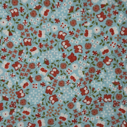 Light Blue With Pink & White Floral Cotton: 2.5 yds