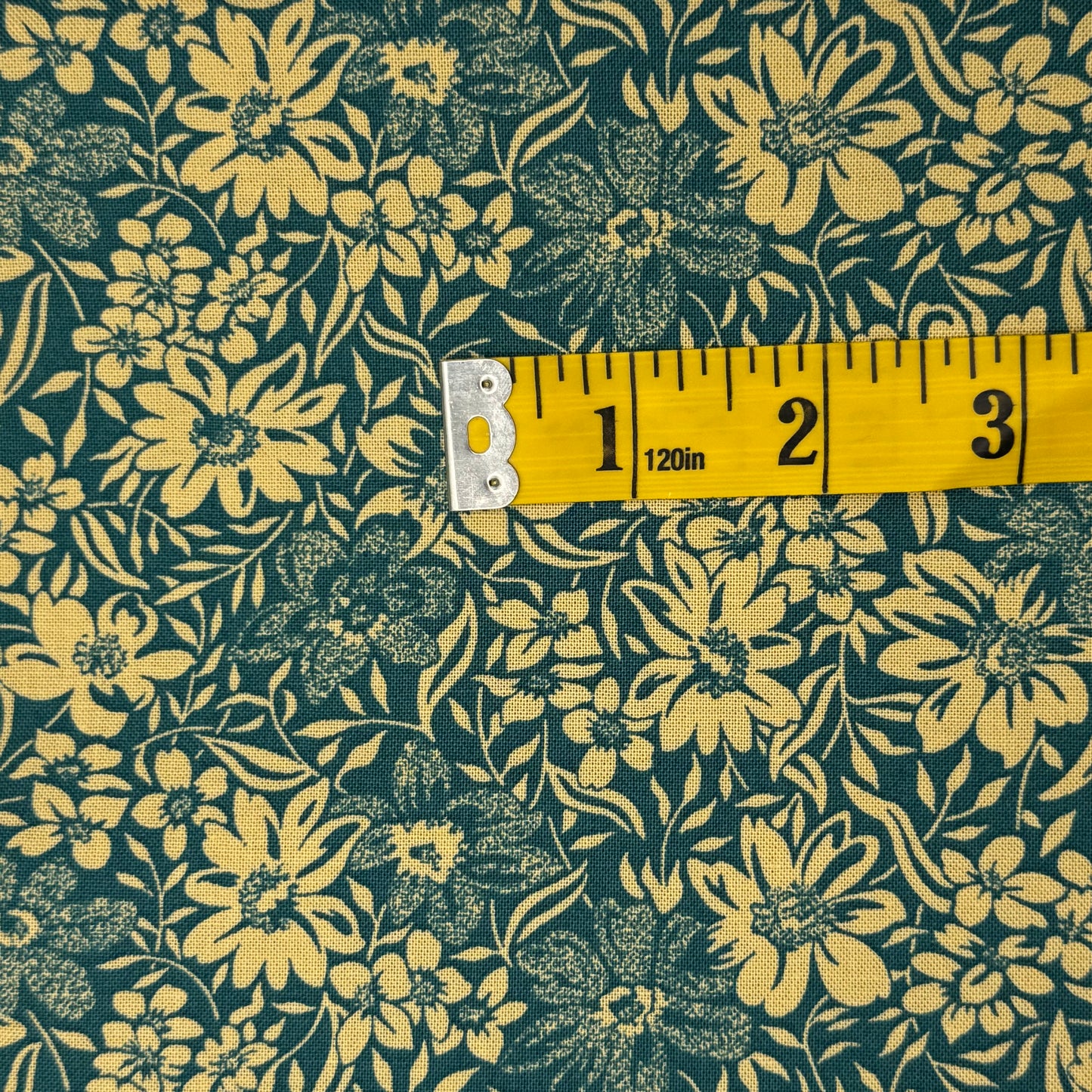 Green & Cream Floral Cotton: 3 yds