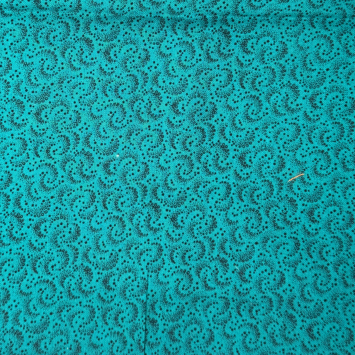 Teal With Black Dots & Swirls Cotton: 1 yd