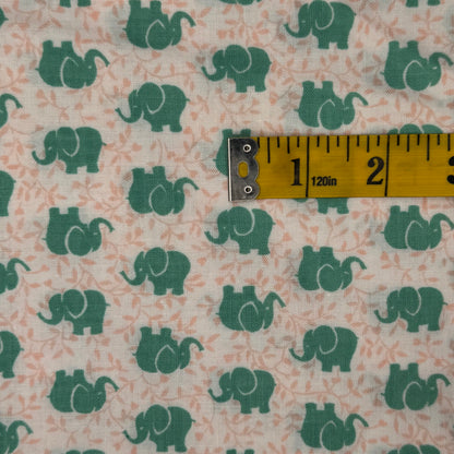 Green Elephants Cotton Blend: 1.25 yds