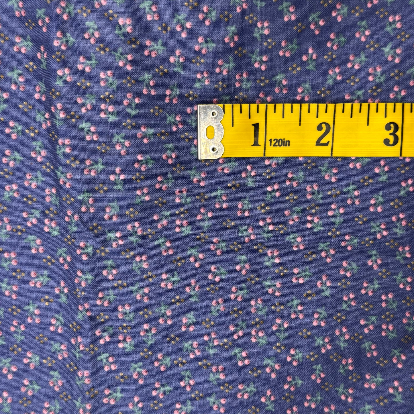 Vintage Slate With Pink Floral Cotton Blend: 2.5 yds