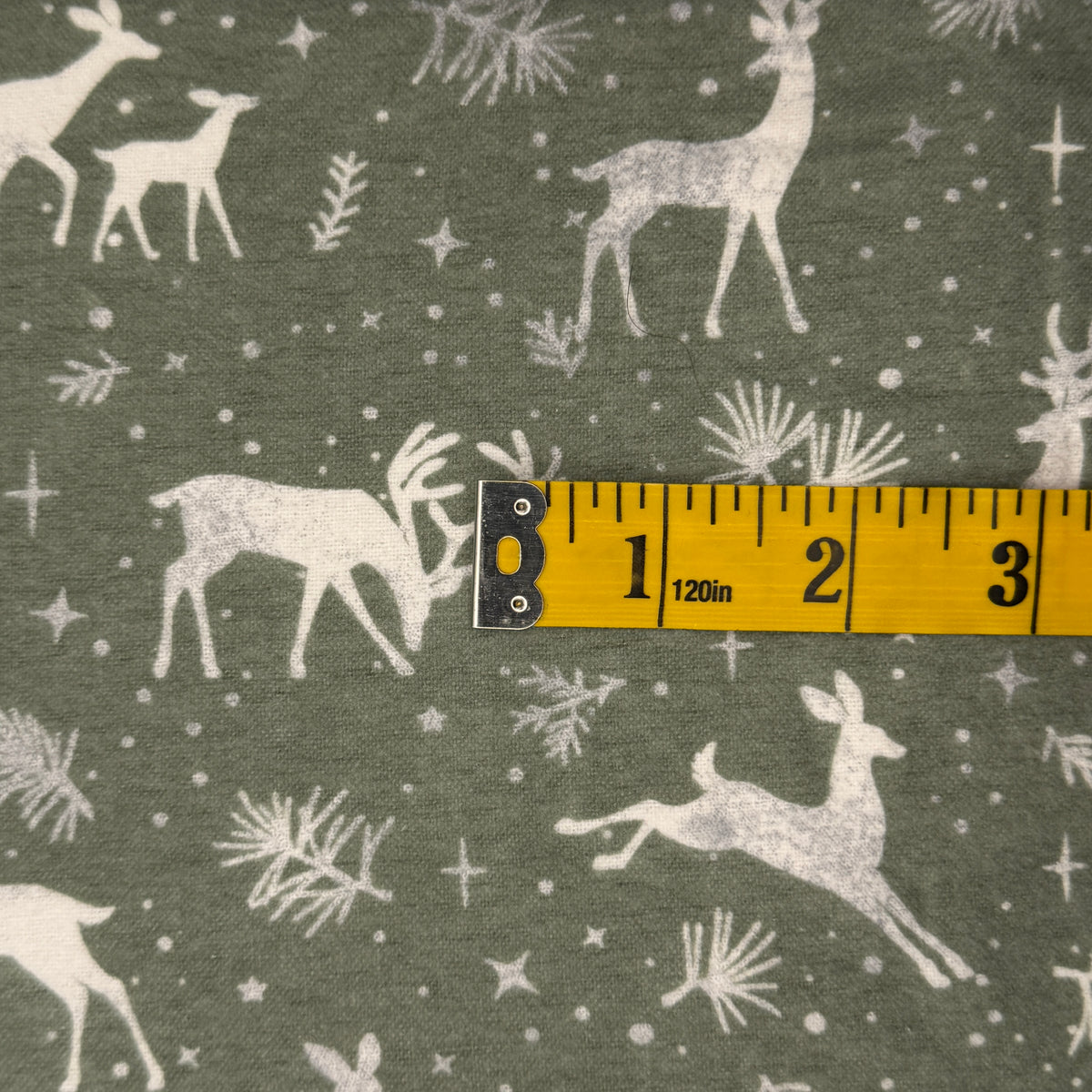 Grey & White Deer Flannel: 1.25 yds