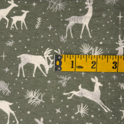 Grey & White Deer Flannel: 1.25 yds