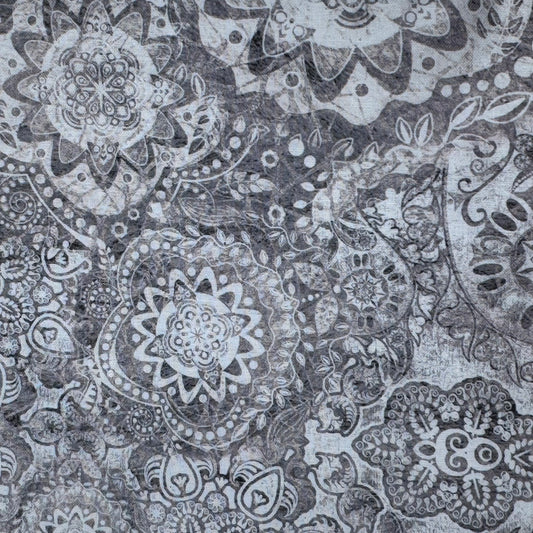 Grey Bohemian Print Cotton: 2 yds