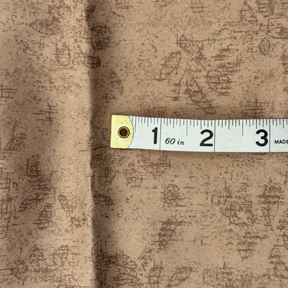 Brown on Tan Abstract Print Satin Poly: 1 yd