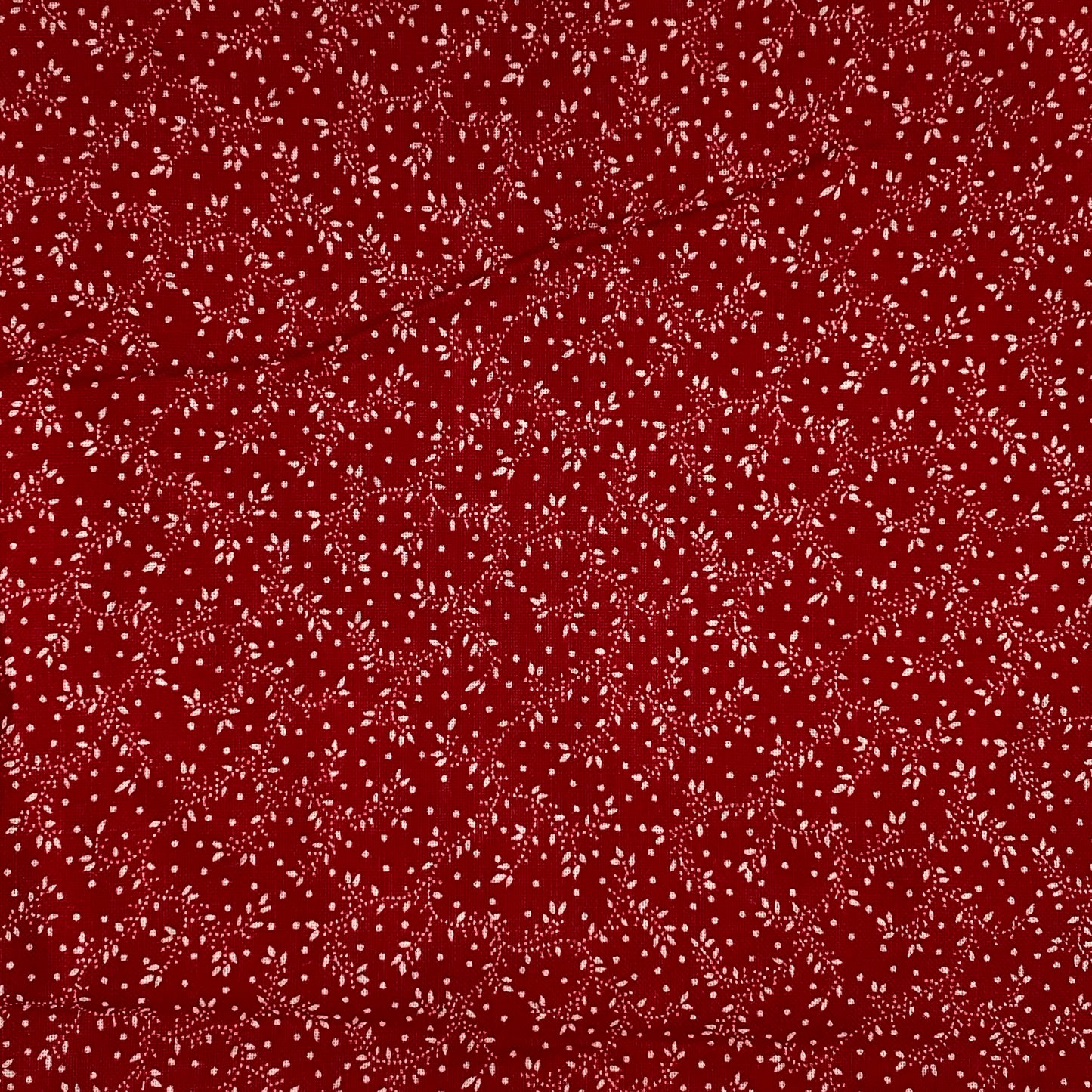 Red With White Vines Cotton: 1 yd