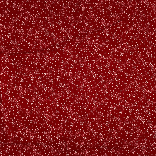Red With White Vines Cotton: 1 yd