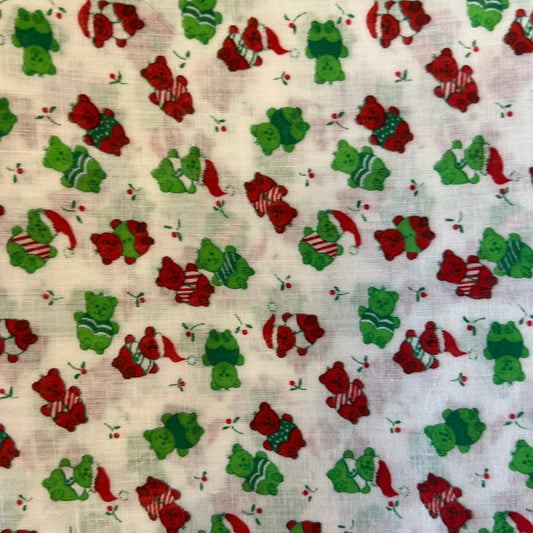 Red & Green Bears Cotton: 1 yd