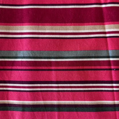 Red, Green & Cream Striped Cotton: 1 yd