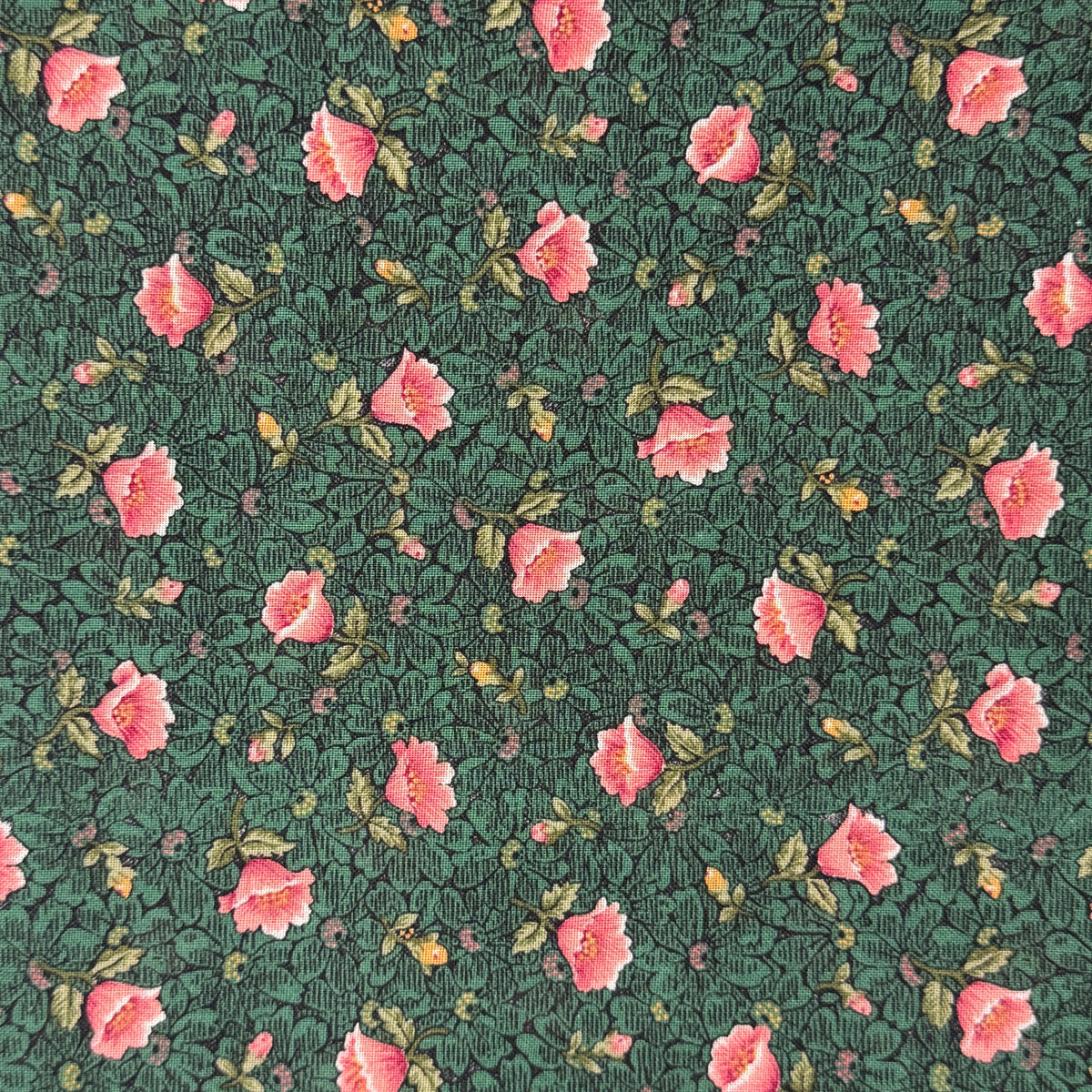 Green With Pink & Orange Floral Cotton: 2 yds