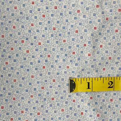 Blue & Red Geometric Cotton: 3 yds