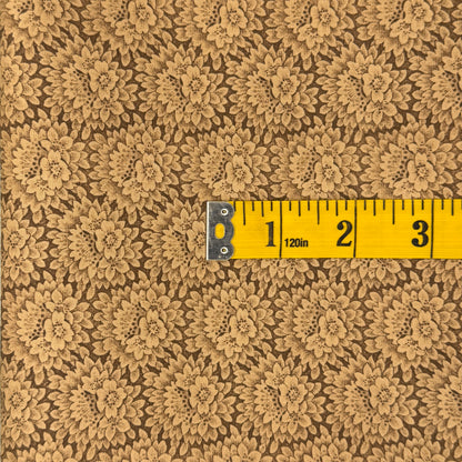 Brown Tonal Floral Cotton: 2 yds