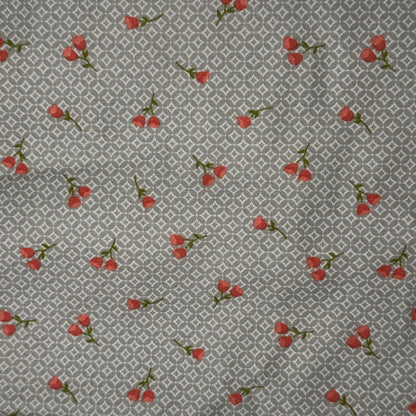 Grey Geometric Pattern With Pink Floral Cotton: 2.25 yds