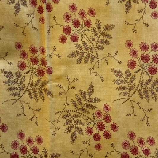 Yellow & Red Floral Cotton: 1 yd