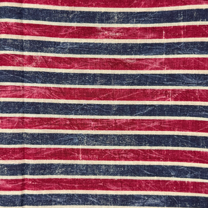 Faded Red, White & Blue Striped Cotton: 1 yd